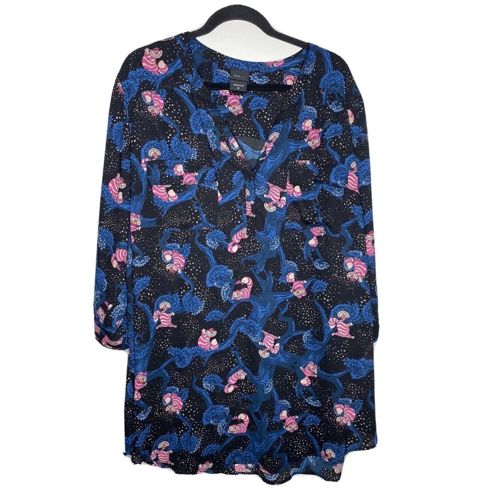 Torrid Cheshire Cat Tunic Size 4 28/30 Women's Long Sleeve Multicolor Blouse